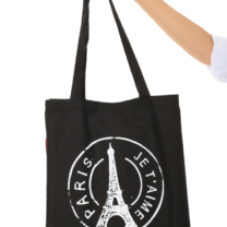 Baghashtag Siyah Bez Çanta Paris Baskılı