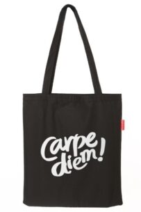 Baghashtag Siyah Bez Çanta Carpe Diem Baskılı