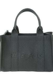 Baghashtag Siyah Deri Mini Tote Çanta