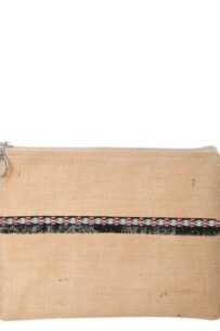Baghashtag Minimal Siyah Fosfor Püsküllü Jüt Clutch Bez Çanta
