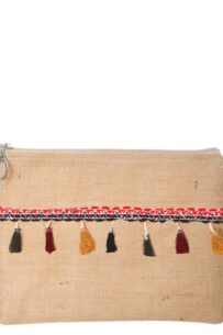 Baghashtag Vintage Pon Pon Püsküllü Jüt Clutch Bez Çanta