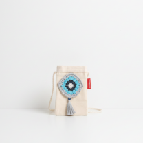 Baghashtag Mavi Desen El İşlemeli Kanvas Telefon Çantası