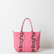 Baghashtag Pembe Mini Su Geçirmez Kulp Yazılı Tote Çanta