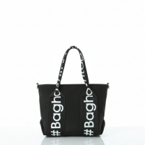 Baghashtag Siyah Mini Su Geçirmez Kulp Yazılı Tote Çanta