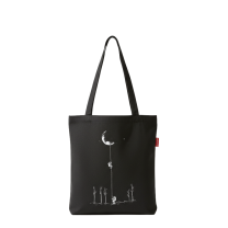 Baghashtag Aydan İnen Astronot Baskılı Siyah Bez Çanta