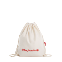 Baghashtag Baskılı Ham Bez Büzgülü Sırt İpli Bez Çanta