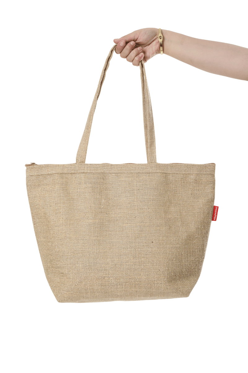 Baghashtag Fermuarlı Simli Jüt Plaj Çantası - Görsel 3