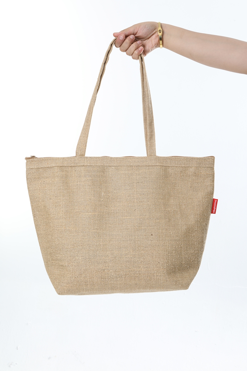 Baghashtag Fermuarlı Simli Jüt Plaj Çantası - Görsel 5