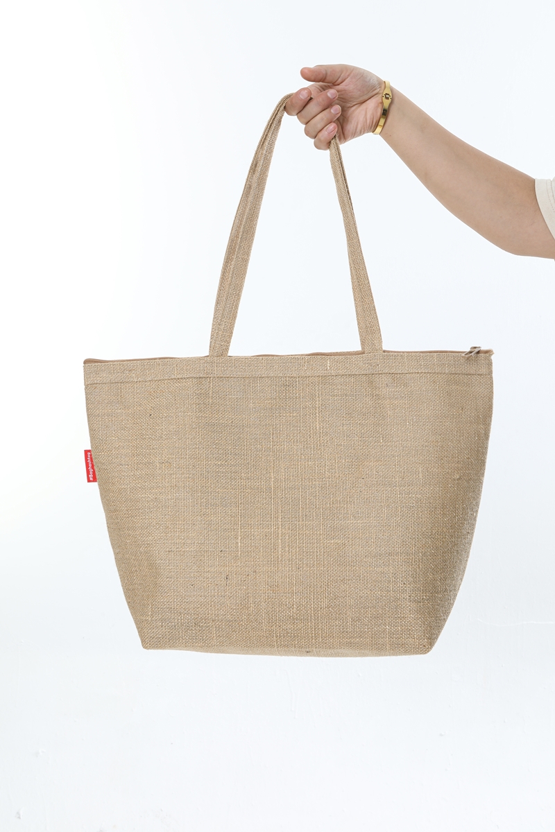 Baghashtag Fermuarlı Simli Jüt Plaj Çantası - Görsel 6