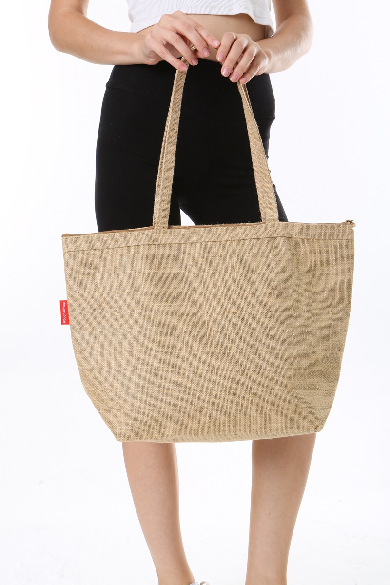 Baghashtag Fermuarlı Simli Jüt Plaj Çantası - Görsel 8