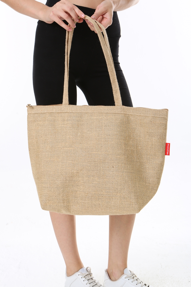 Baghashtag Fermuarlı Simli Jüt Plaj Çantası - Görsel 9