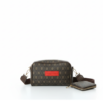 Baghashtag Kahverengi Minimal Desenli Çift Fermuarlı Deri Çanta