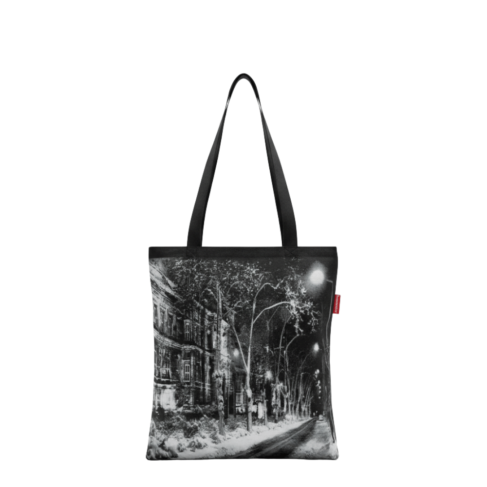 Baghashtag Karlı Sokak Baskılı Siyah Bez Çanta