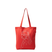 Baghashtag Kırmızı Bez Çanta İnci Küpeli Kız Baskılı