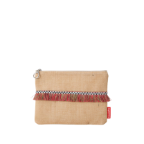 Baghashtag Kırmızı İp Püsküllü Jüt Clutch Bez Çanta