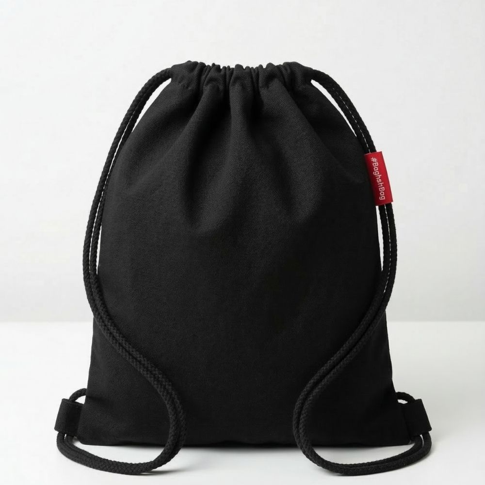 Baghashtag Mini Siyah Sırt Bez Çanta 2 Baghashtag Mini Siyah Sırt Bez Çanta - Görsel 2