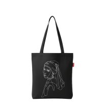 Baghashtag Siyah Bez Çanta İnci Küpeli Kız Baskılı