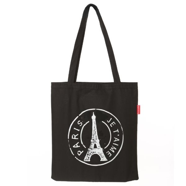 Baghashtag Siyah Bez Çanta Paris Baskılı - Görsel 28