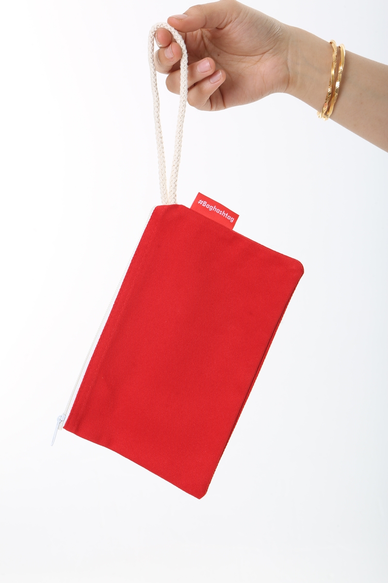 Baghashtag Kırmızı Clutch Bez Çanta 2 Baghashtag Kırmızı Clutch Bez Çanta - Görsel 2