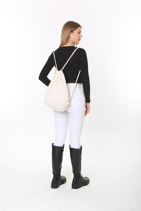 Baghashtag Baskısız Ham Bez Büzgülü Sırt Bez Çantası 2 Baghashtag Baskısız Ham Bez Büzgülü Sırt Bez Çantası - Görsel 2