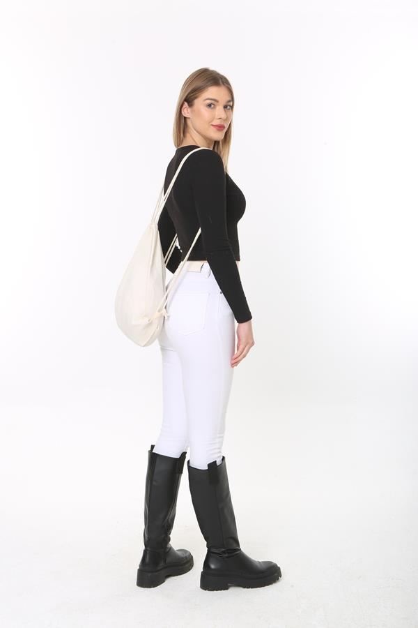 Baghashtag Baskısız Ham Bez Büzgülü Sırt Bez Çantası 3 Baghashtag Baskısız Ham Bez Büzgülü Sırt Bez Çantası - Görsel 3