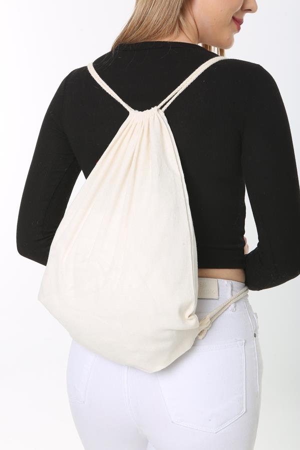 Baghashtag Baskısız Ham Bez Büzgülü Sırt Bez Çantası 7 Baghashtag Baskısız Ham Bez Büzgülü Sırt Bez Çantası - Görsel 7