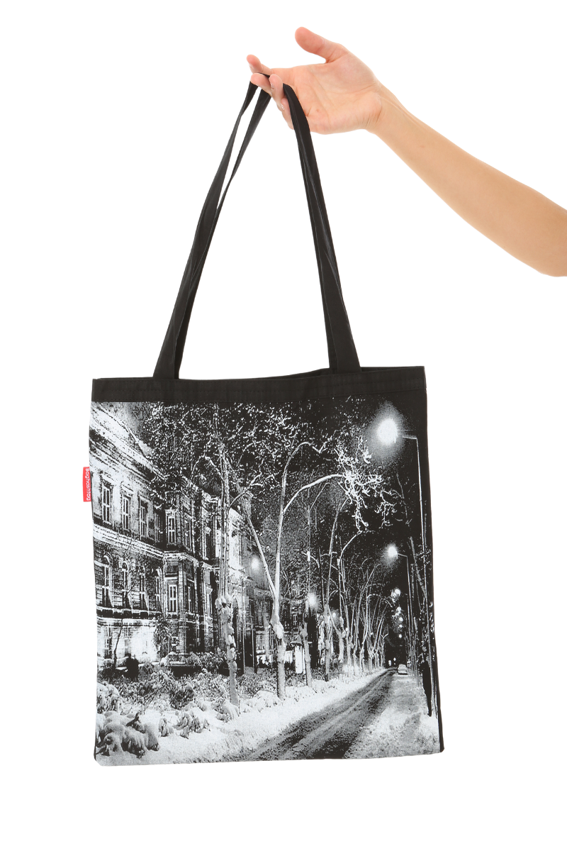 Baghashtag Karlı Sokak Baskılı Siyah Bez Çanta - Görsel 20