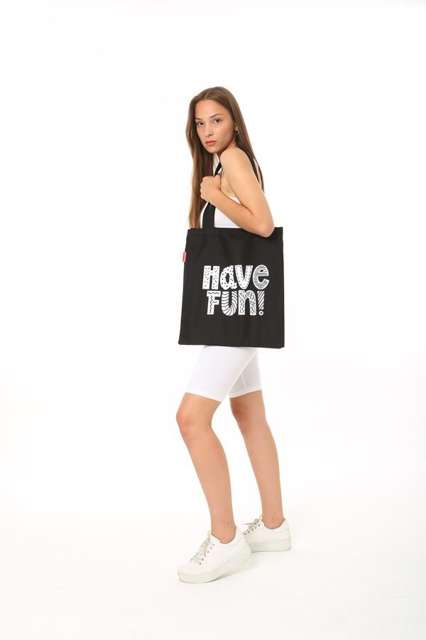 Baghashtag Siyah Bez Çanta Have Fun Baskılı - Görsel 2