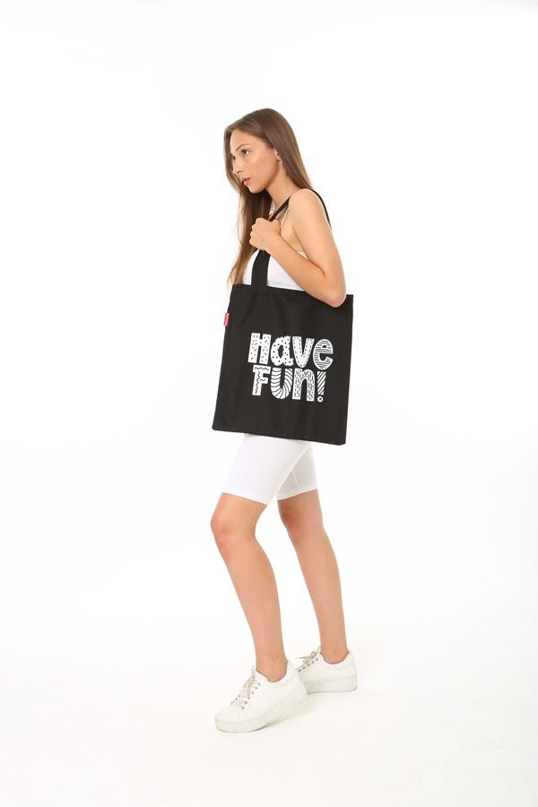 Baghashtag Siyah Bez Çanta Have Fun Baskılı - Görsel 3