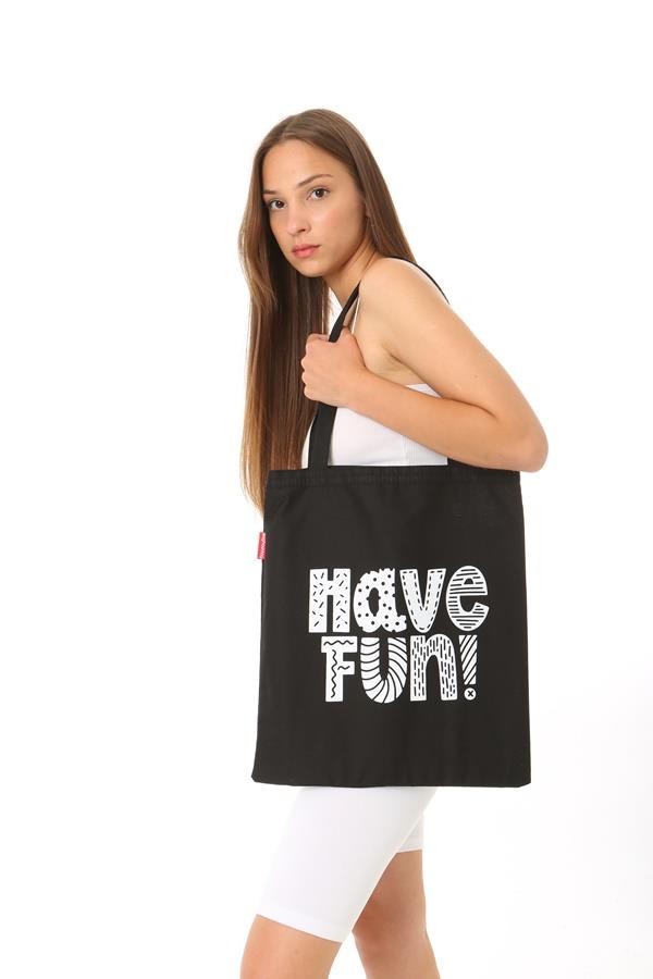 Baghashtag Siyah Bez Çanta Have Fun Baskılı - Görsel 16