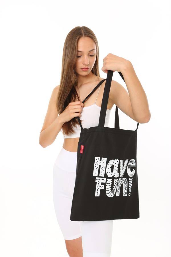 Baghashtag Siyah Bez Çanta Have Fun Baskılı - Görsel 18