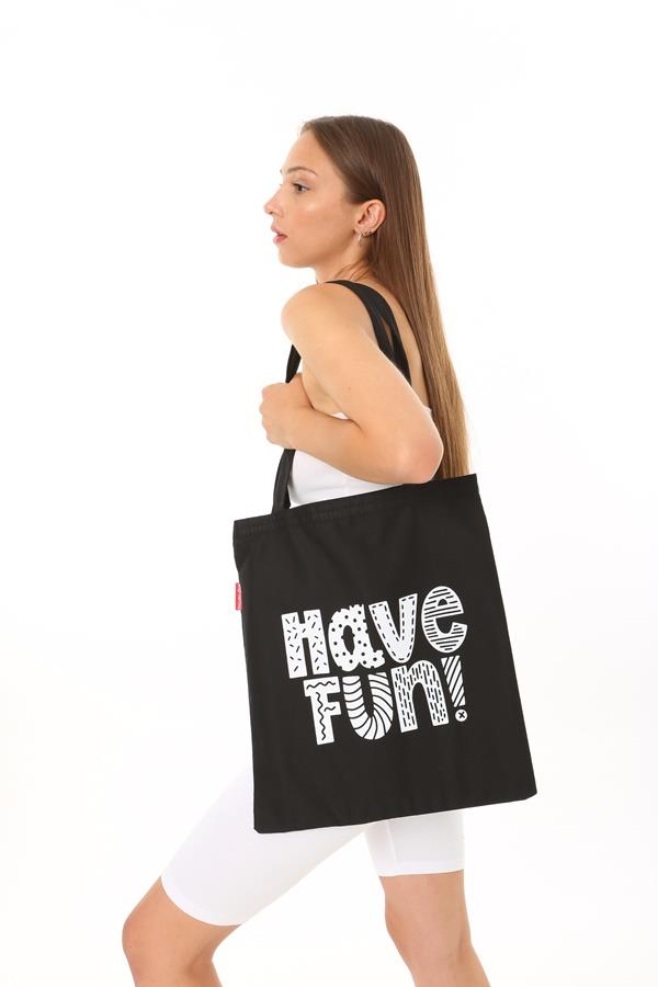 Baghashtag Siyah Bez Çanta Have Fun Baskılı - Görsel 20