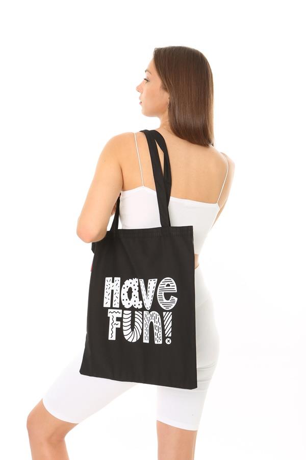 Baghashtag Siyah Bez Çanta Have Fun Baskılı - Görsel 21