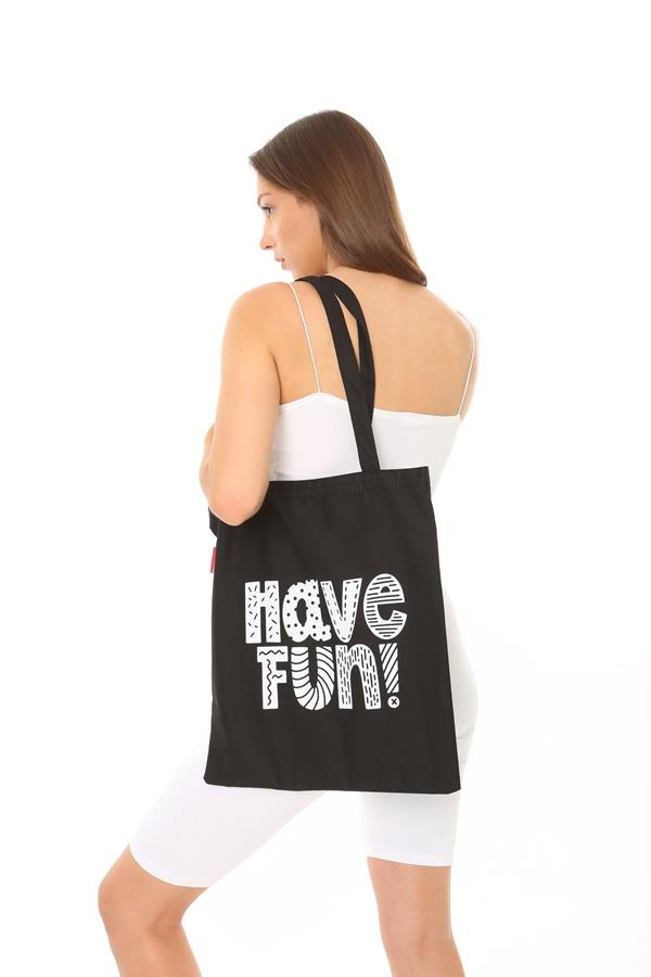 Baghashtag Siyah Bez Çanta Have Fun Baskılı - Görsel 22