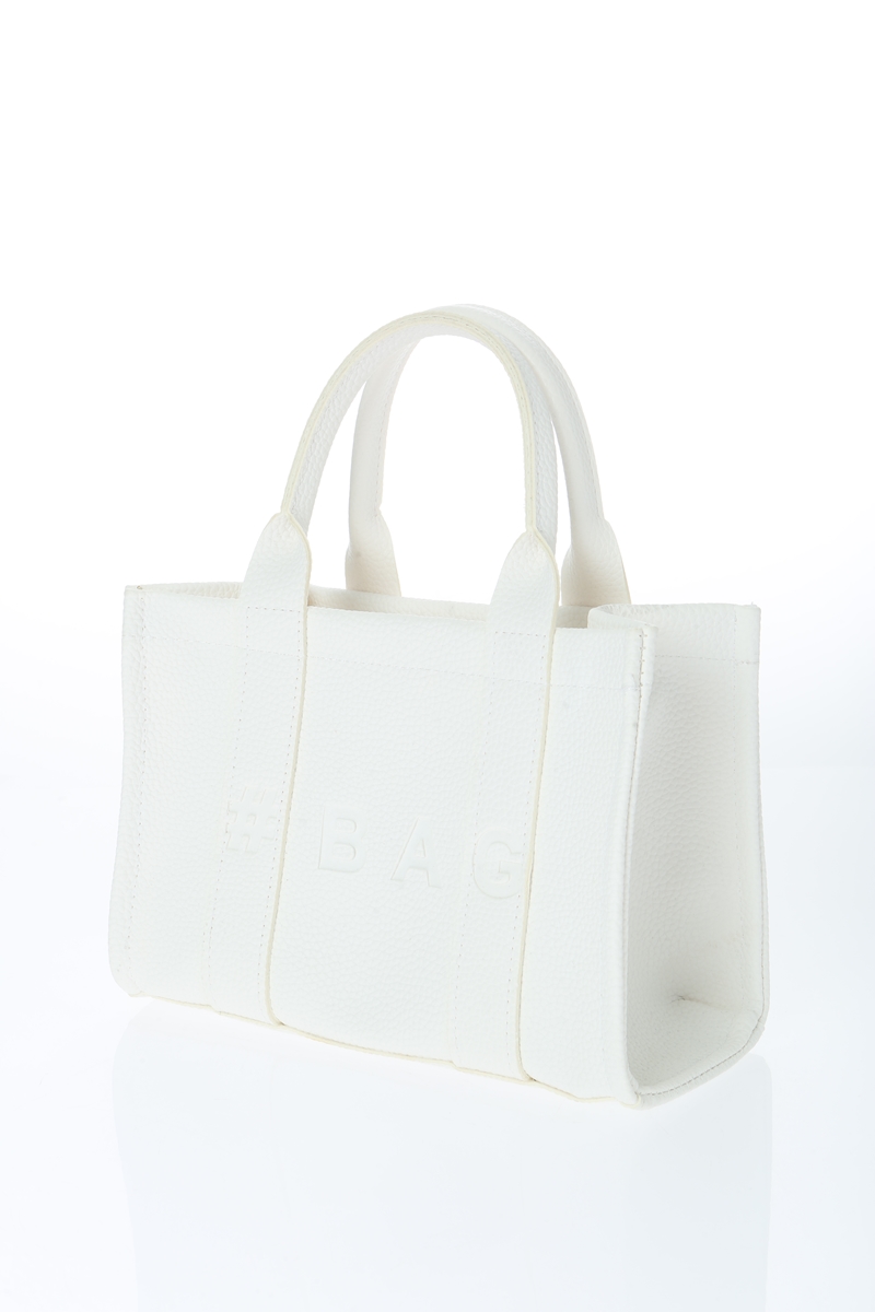 Baghashtag Beyaz Deri Mini Tote Çanta - Görsel 14