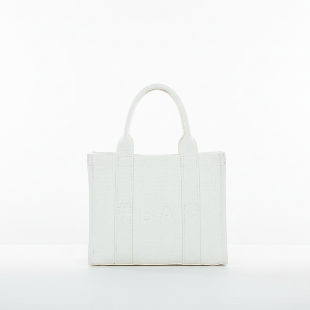 Baghashtag Beyaz Deri Mini Tote Çanta