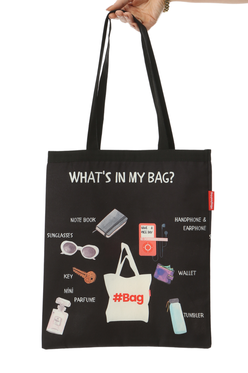 Baghashtag What is in My Bag Baskılı Bez Çanta - Görsel 2