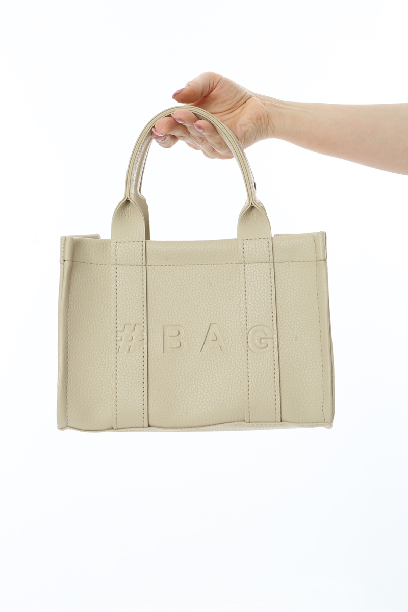 Baghashtag Krem Deri Mini Tote Çanta - Görsel 2