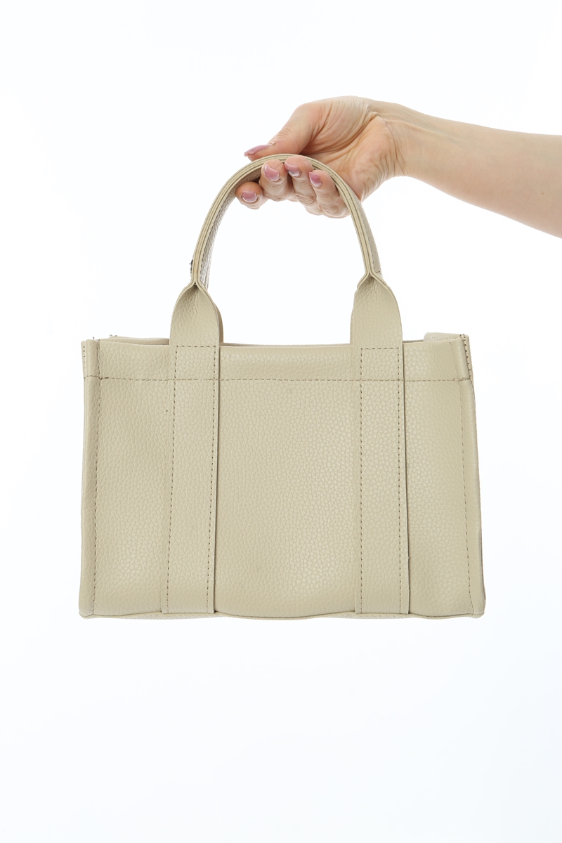 Baghashtag Krem Deri Mini Tote Çanta - Görsel 3