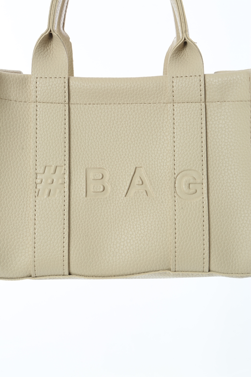 Baghashtag Krem Deri Mini Tote Çanta - Görsel 5