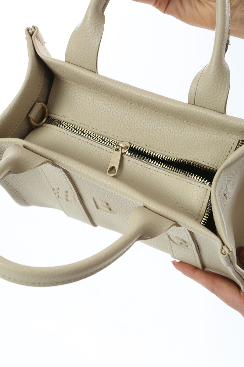 Baghashtag Krem Deri Mini Tote Çanta - Görsel 6