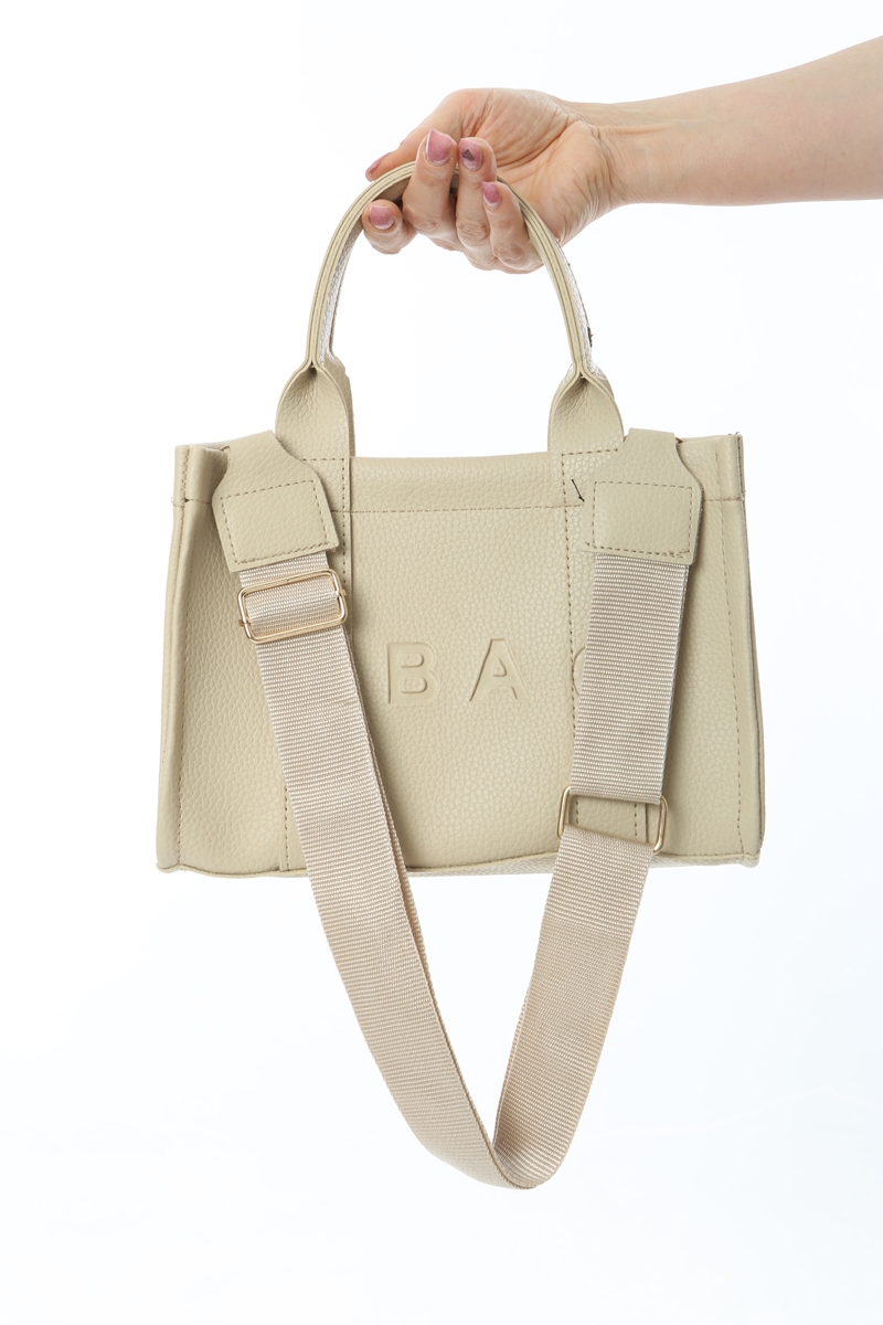 Baghashtag Krem Deri Mini Tote Çanta - Görsel 10