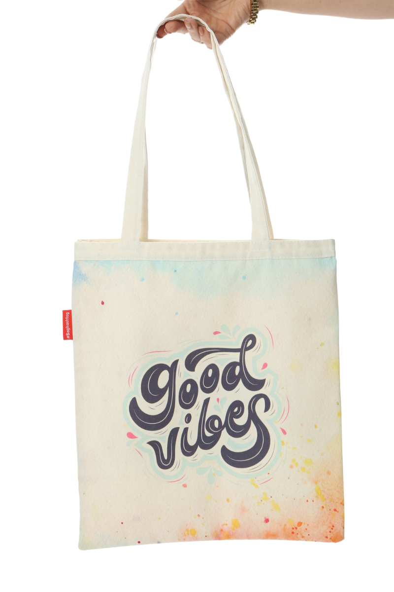 Baghashtag Good Vibes Baskılı Bez Çanta - Görsel 5