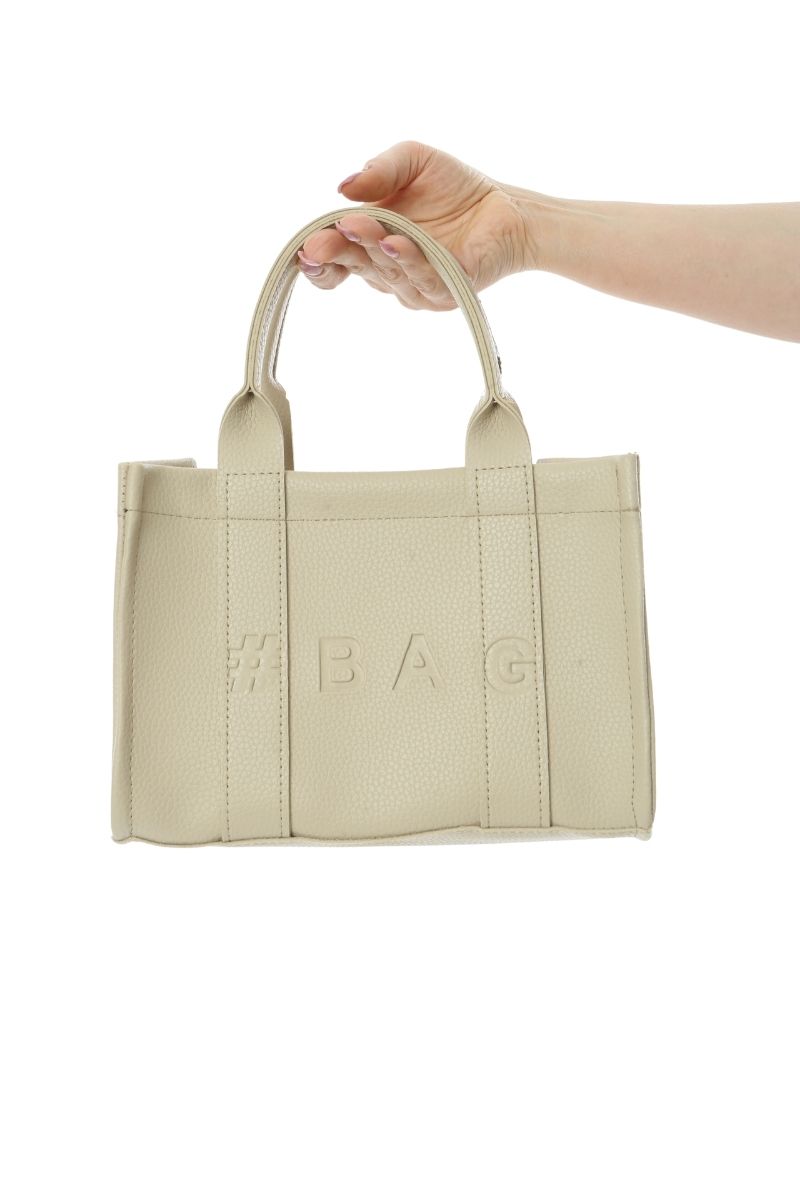 Baghashtag Krem Deri Mini Tote Çanta - Görsel 12