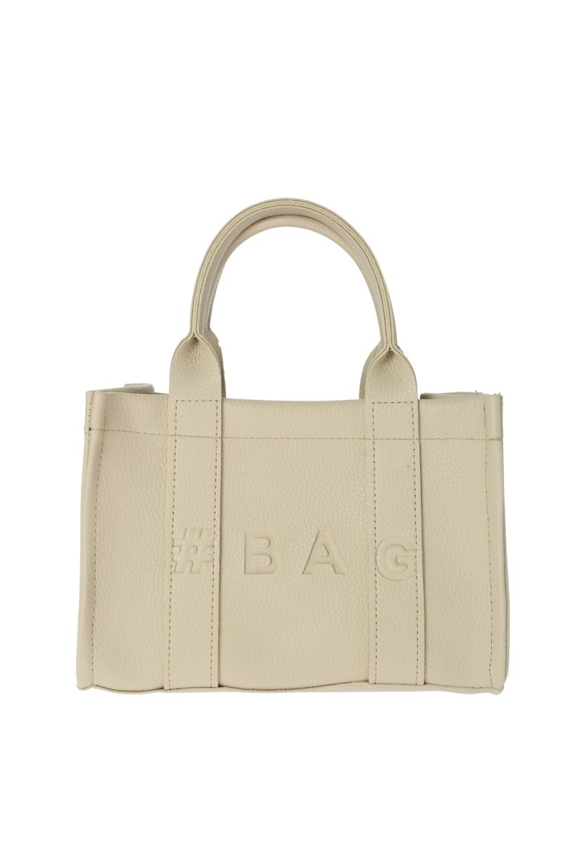 Baghashtag Krem Deri Mini Tote Çanta - Görsel 13