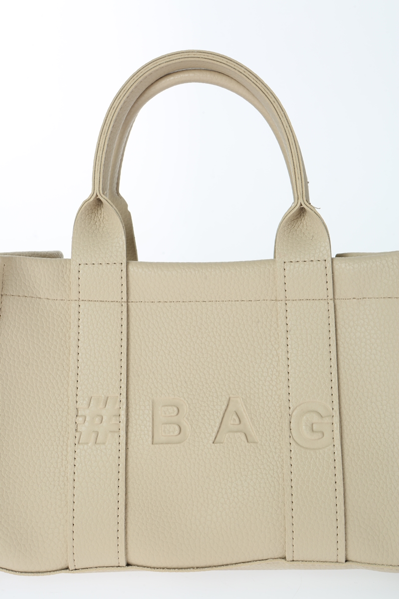 Baghashtag Krem Deri Mini Tote Çanta - Görsel 15