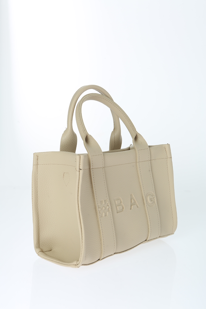 Baghashtag Krem Deri Mini Tote Çanta - Görsel 17