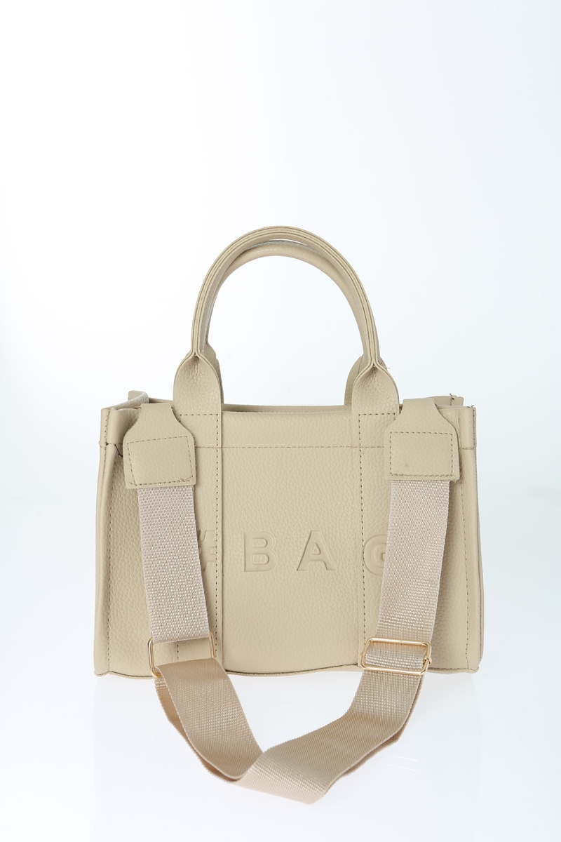 Baghashtag Krem Deri Mini Tote Çanta - Görsel 19