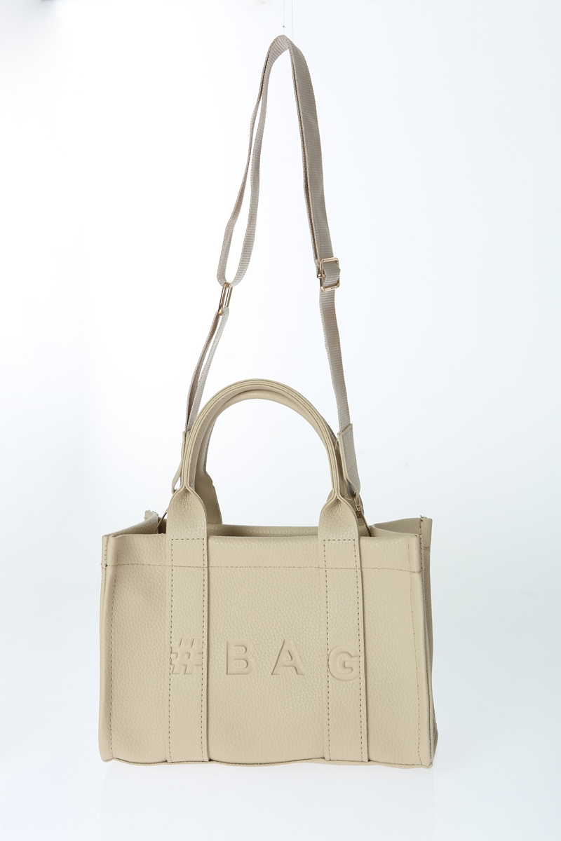 Baghashtag Krem Deri Mini Tote Çanta - Görsel 21
