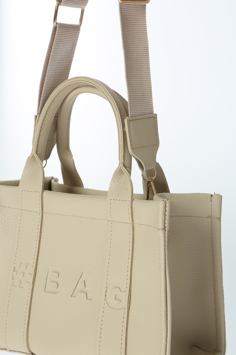 Baghashtag Krem Deri Mini Tote Çanta - Görsel 23